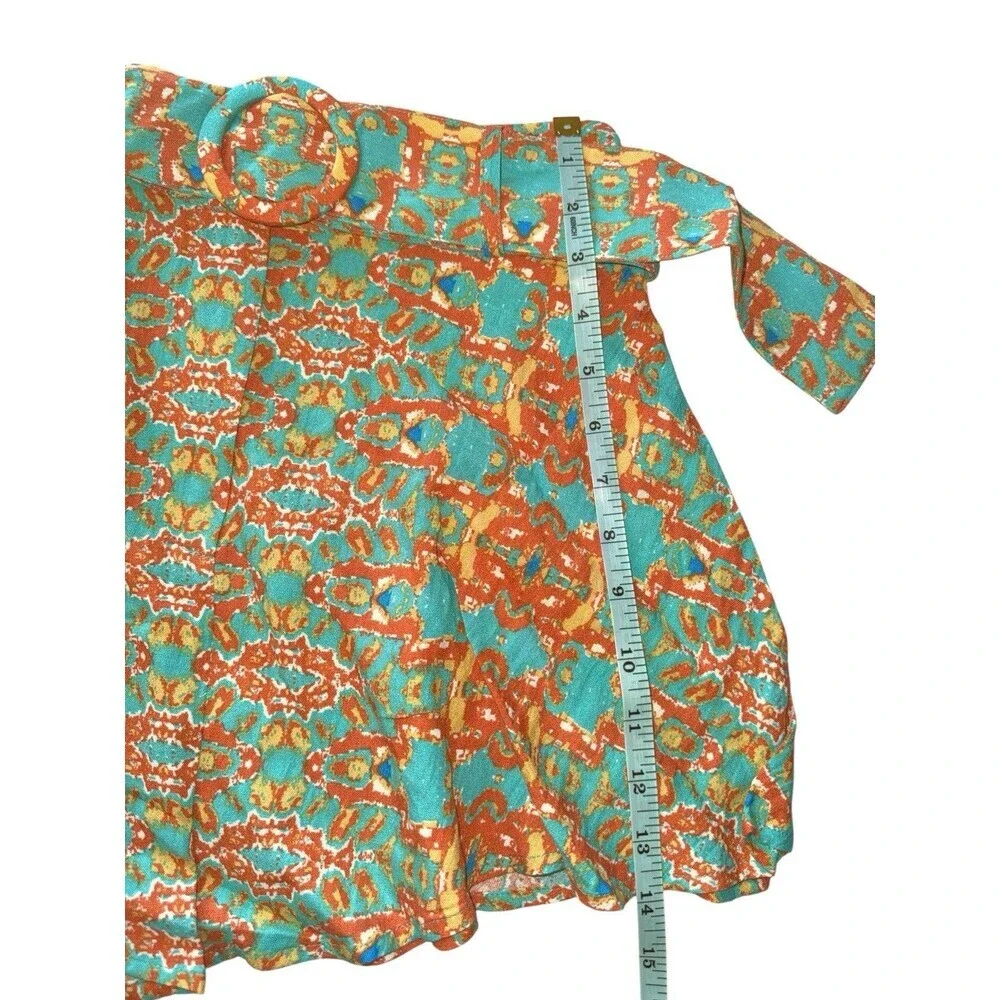 Anthropologie Moon River Belted Printed Flowy Shorts Turquoise Orange Size S NWT